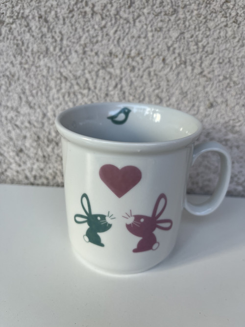 Dětský, porcelánový hrnek -Zajíčkové