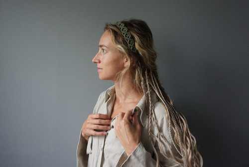 Macramé čelenka Khaki