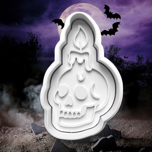 Vykrajovátko Halloween - hřbitov - lebka