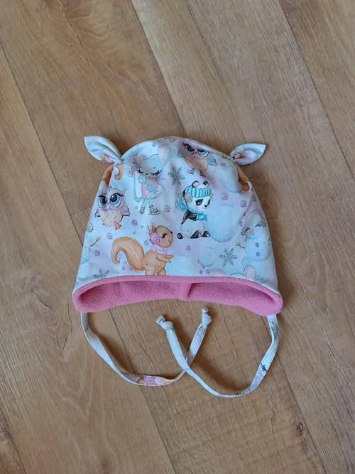 Zimní ušanka na zavazování "malovaná" 45-48/9cm