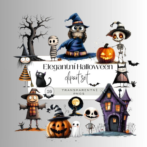 Elegantní Halloweenský Clipart set