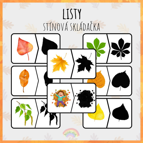 Listy, stínová skládačka