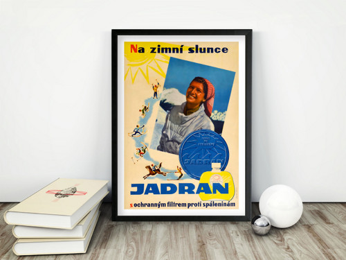 Opalovací krém na opalování Jadran Vintage plakát
