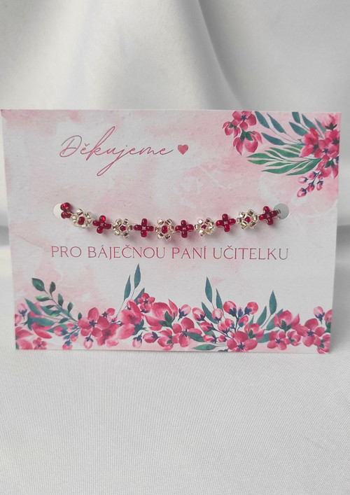 Náramek "Pro báječnou paní učitelku" - Rubín