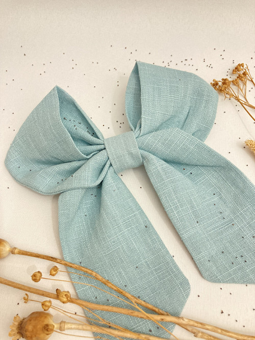 Ľanová mašľa MAXI - pastel MINT