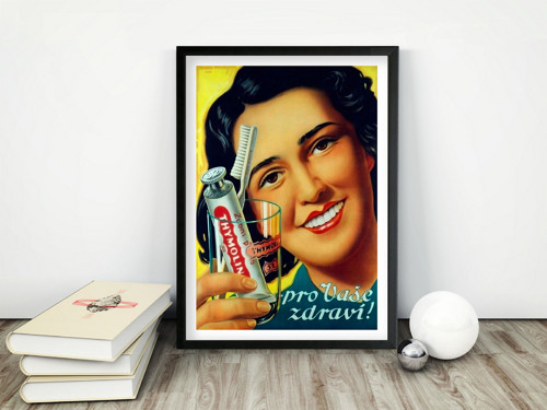 Zubní pasta Thymolin Vintage plakát - Miloš Slovák
