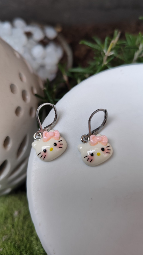 Náušnice - Hello Kitty- chirurgická ocel-zapínací — foto 1