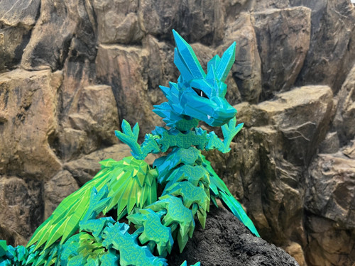 Krystalový drak Blue-Green s křídly 46 cm