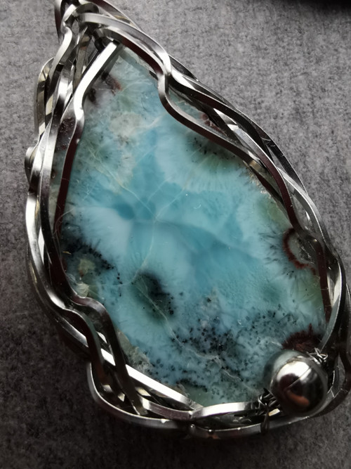 Larimar- přívěsek, chirurgická ocel — foto 1