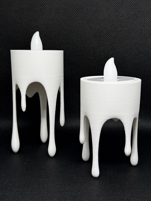 3D tištěný svícen s LED svíčkou – “Melting Candle”