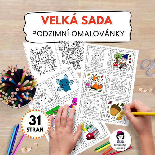 Velká sada omalovánek - podzim, halloween, dušičky