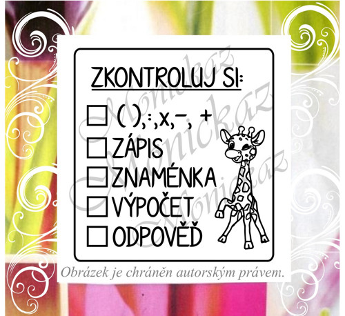 Zkontroluj si matematika žirafa 2536. Razítko.