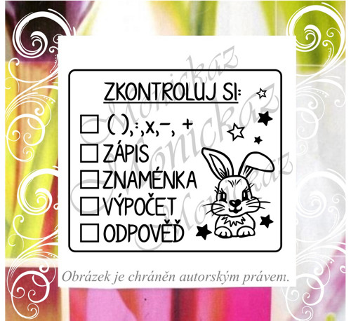 Zkontroluj si matematika zajíček 2535. Razítko.