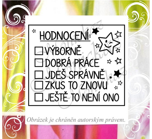 Hodnocení slovní hvězdičky 2531. Razítko.