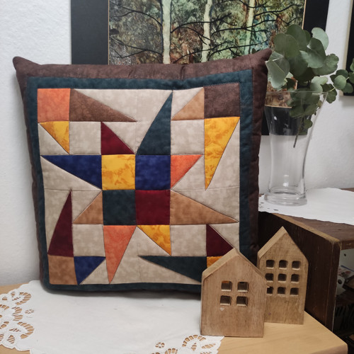 Povlak na polštář patchwork hnědý mramory