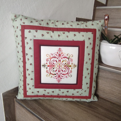 Povlak na polštář patchwork zelenkavý ornament