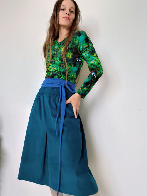 Manšestrová Sukně Petrolejová — foto 1