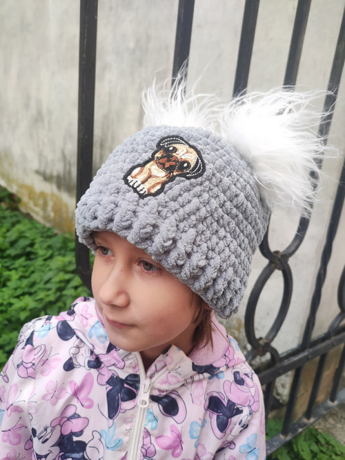 Žinylková čepička s pejskem