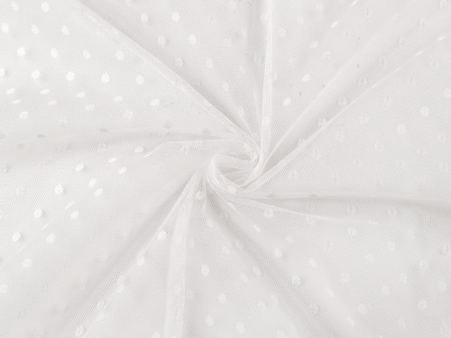 Tyl s puntíky (50cm) - bílá