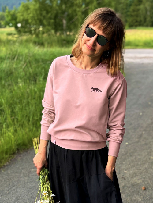 Mikina LeMILÁ, potisk Mini Fox, pudrová
