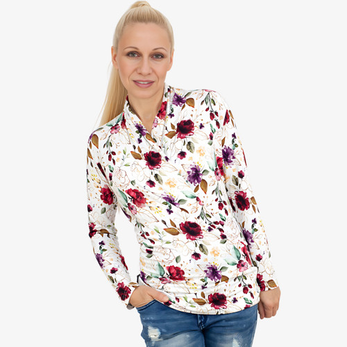 Top CALIOPE WRAP dlouhý rukáv - bílé květy