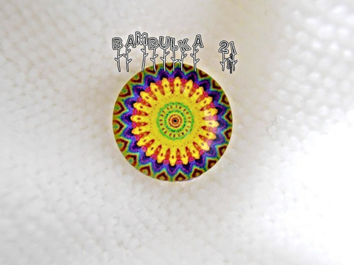 Skleněný kabošon 14mm - ala mandala č.2