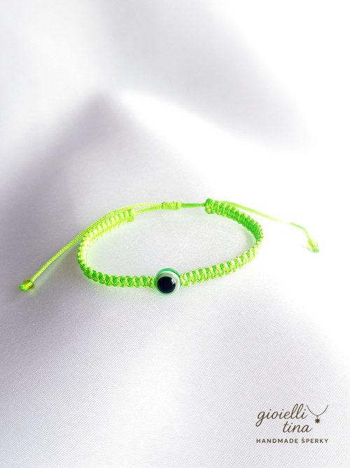 Macramé náramek "Zelené oko"