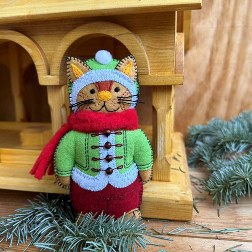 Ručně šitá vánoční figurka - kocour
