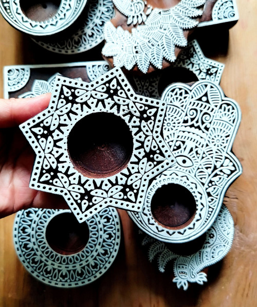 Dřevěné razítko – hvězda razítko/svícen (10 cm)