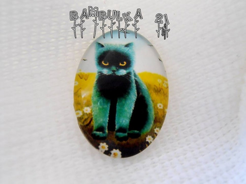 Skleněné kabošonky 18mm x 25mm kočka - č.1.