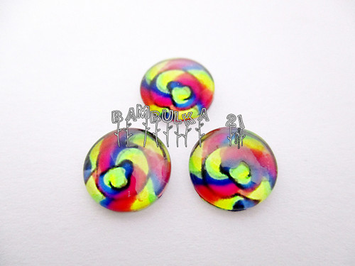Skleněný kabošon 10mm "ala mandala" č.9.