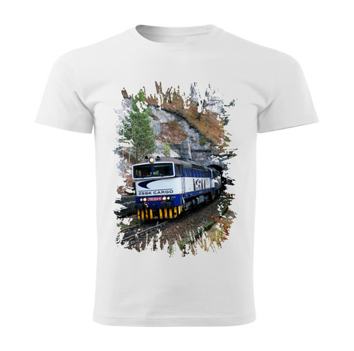 Tričko s lokomotivou 756 004-8 bílé
