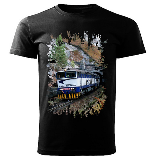 Tričko s lokomotivou 756 004-8 černé