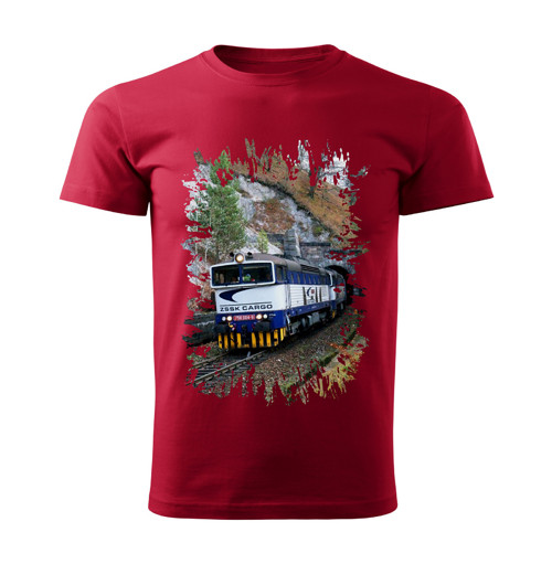 Tričko s lokomotivou 756 004-8 červené