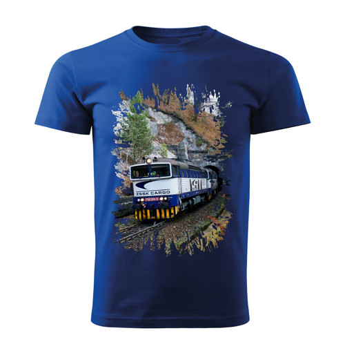 Tričko s lokomotivou 756 004-8 modré