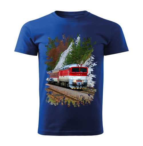 Tričko s lokomotivou 757 004-7 modré