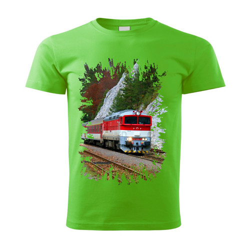 Tričko s lokomotivou 757 004-7 zelené