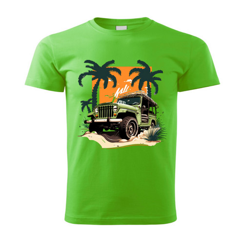 Dětské tričko se sportovním autem zelené vzor 120