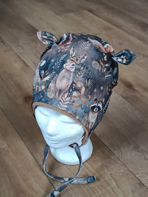 Zimní ušanka na zavazování "zvířátka"49-52/3cm