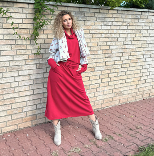 Zvonová sukně tmavě červená