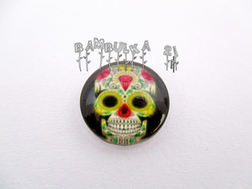 Skleněný kabošon 12mm "skull" č.15. — foto 1