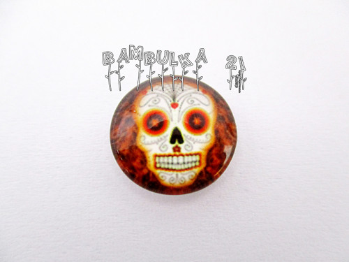 Skleněný kabošon 12mm "skull" č.20.