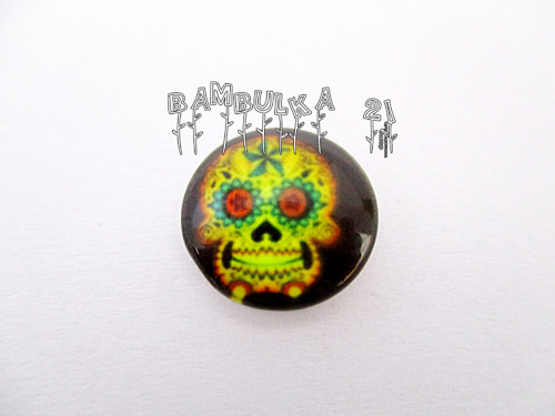 Skleněný kabošon 12mm "skull" č.22.