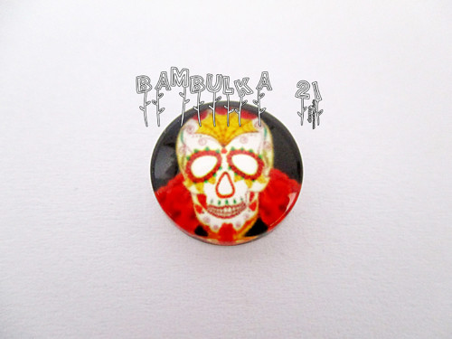 Skleněný kabošon 12mm "skull" č.25.