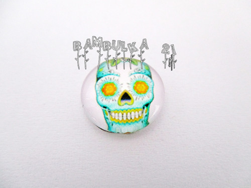 Skleněný kabošon 12mm "skull" č.27. — foto 1
