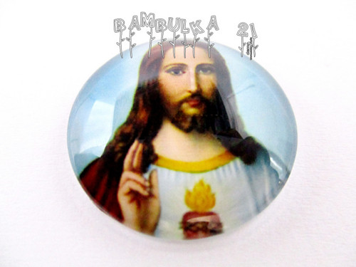 Skleněný kabošon 25mm - Jesus — foto 1