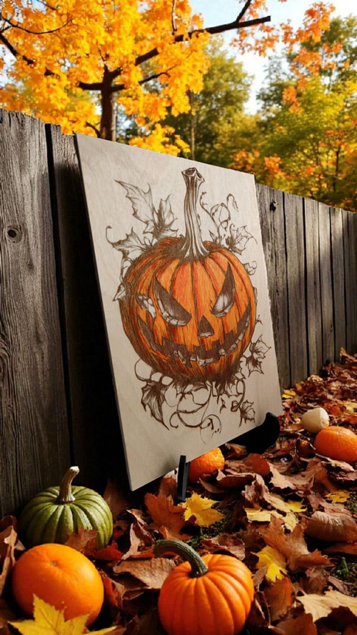 Halloween strašidelná dýně, Dřevěná dekorace