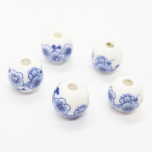 Korálek porcelánový, modrá, 10mm, 2ks