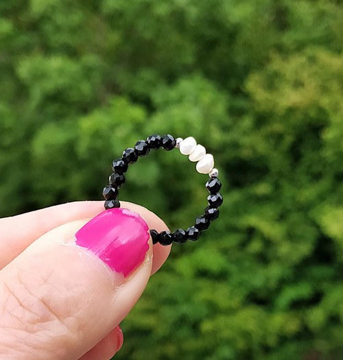 Prstýnky z minerálů / broušený spinel + perly