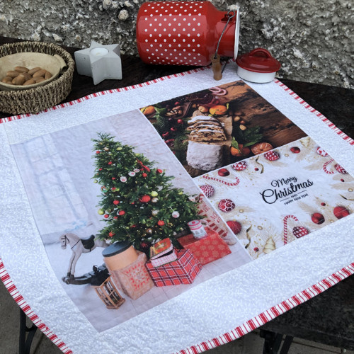 Vánoční proquiltovaný středový ubrus 65x56 cm